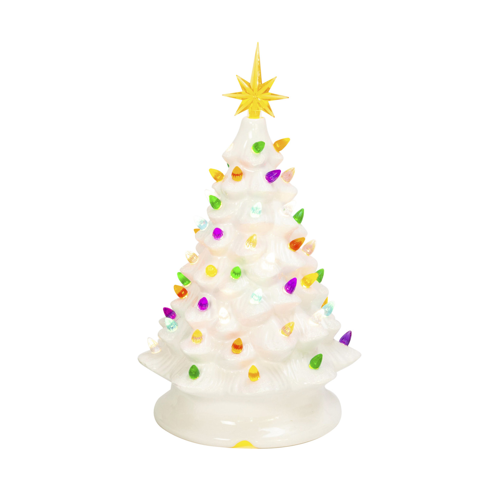 13.9 In. Illuminating Musical Dolomite White Christmas Tree