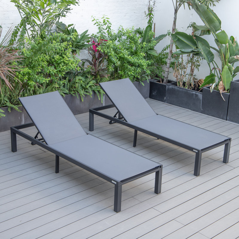 Marlin Modern Aluminum Outdoor Reclining Chaise Lounge - Weather-Resistant Sling Patio Chair for Poolside & Sunbathing