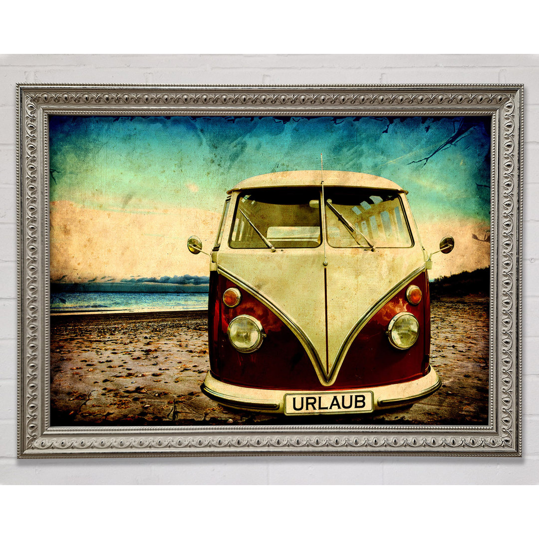 Strand VW Camper Van Gerahmter Druck Wandkunst