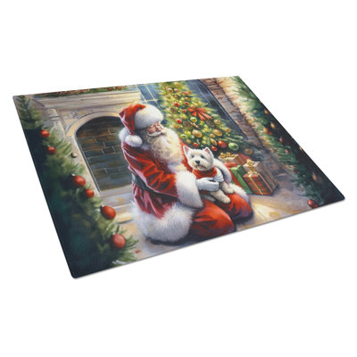 Planche à découper en verre Westie and Santa Claus