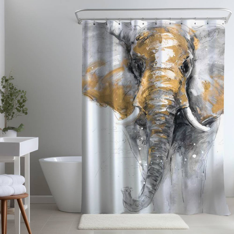 Shower Curtain AN54 – Polyester Shower Curtain, Dye Sublimation Print, 71" W × 74" L, Multicolor Brown