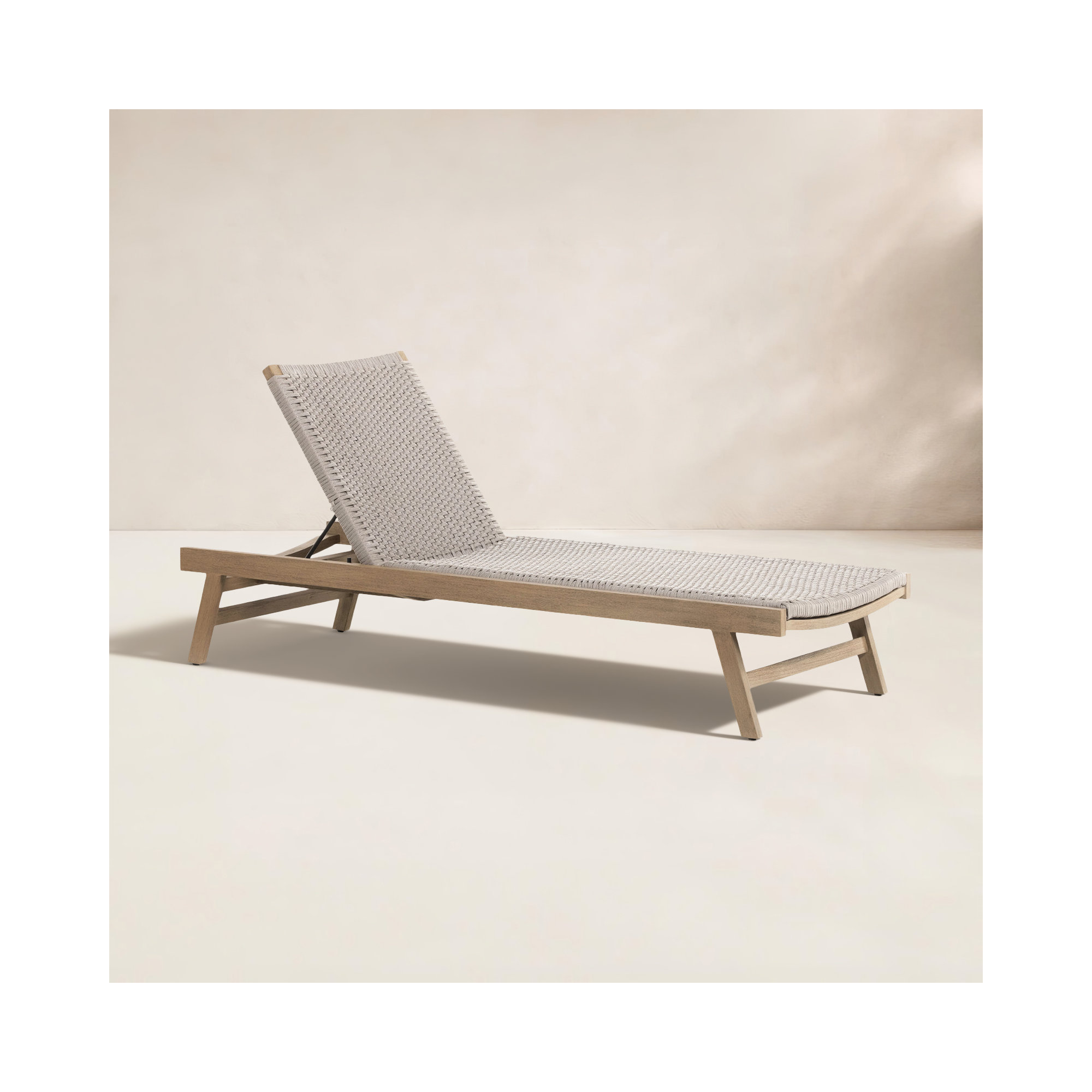 Neecy 27.5'' Outdoor Teak Chaise Lounge, Washed Brown/Gray