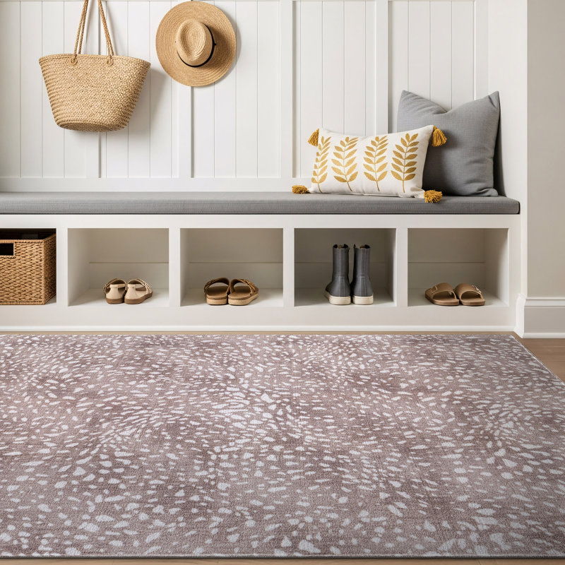Tapis d'intérieur antidérapant, lavable à la machine, motif antilope, couleur noyer, Brun, 3 pi 3 po x 5 pi