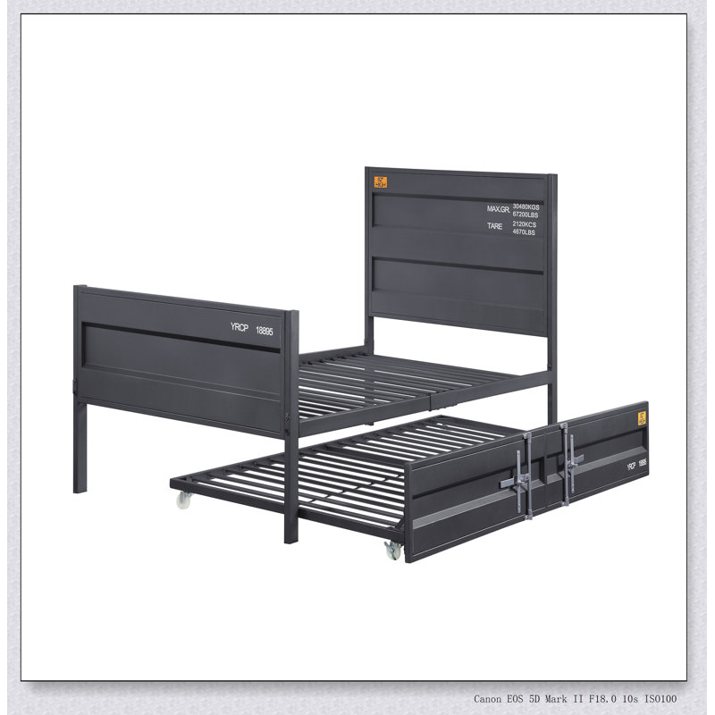 Lit plateforme double Gunmetal, Double, Métal industriel