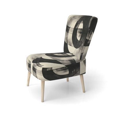 Abstract Shapes Accent Chair - Geometry Black And White Minimal Curves III Side Chair
