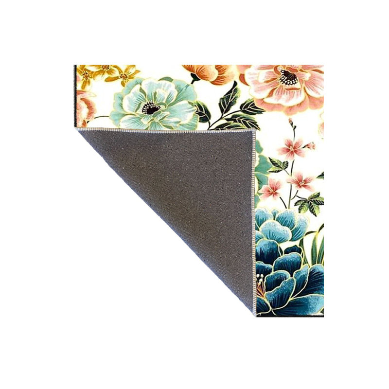 Tapis tissé à motif floral lavable, Sous-tapis rectangulaire de 3 pi 3 po x 4 pi 11 po