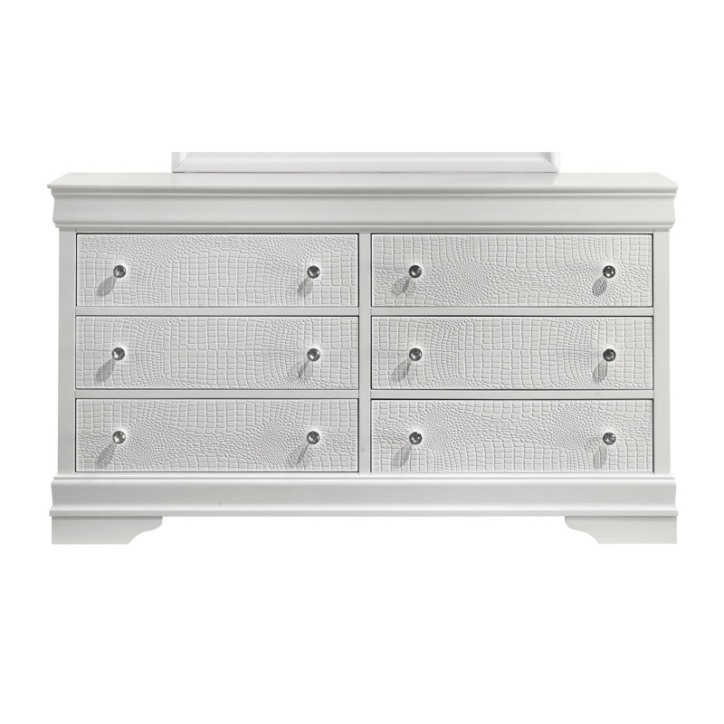 Commode 6 tiroirs Mylhana, Blanc