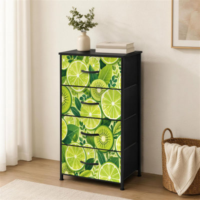 Commode 4 tiroirs pour chambre à coucher Petite citronnelle circulaire verte abstraite pour commode avec commode