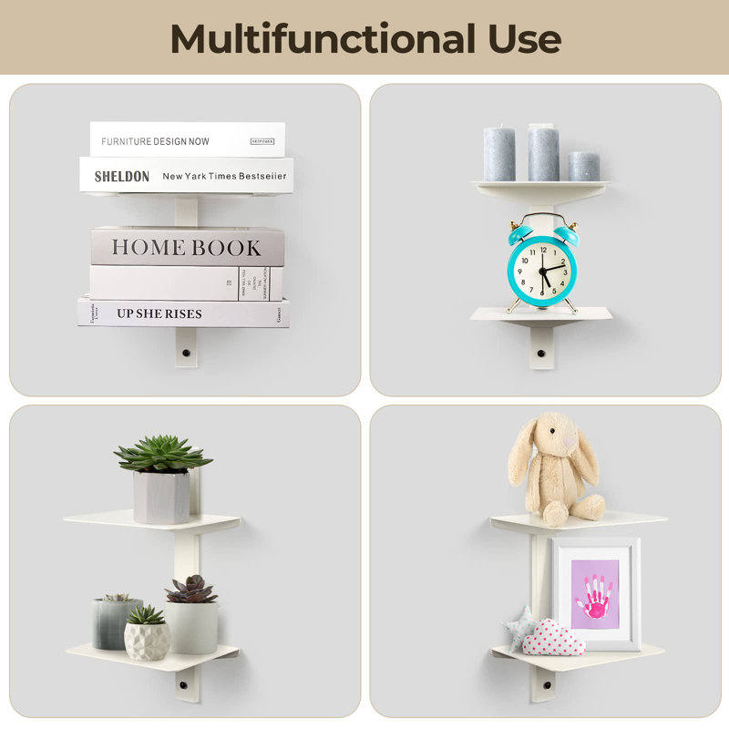 White Metal 4-Tier Invisible Floating Bookshelf