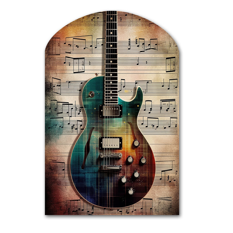 Reulet - reproduction d'arche de musique sur métal, décoration murale asymétrique moderne en métal, H 43 po x l 33 po
