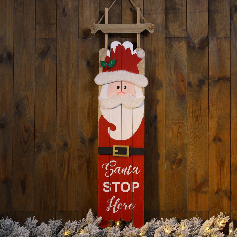 Enseigne de père Noël en bois Junno