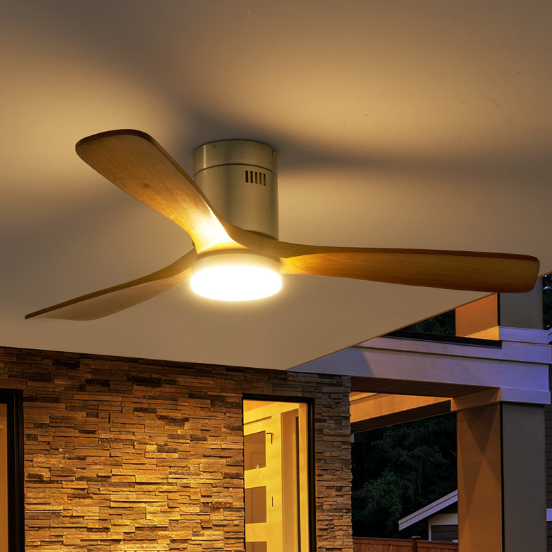 Modern Farmhouse 52 In. Flush Mount Ceiling Fan With Lights And Remote Control