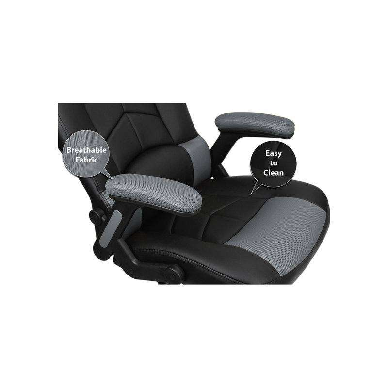 Black and Gray Faux Leather Oversized Gaming Chair with High-Back