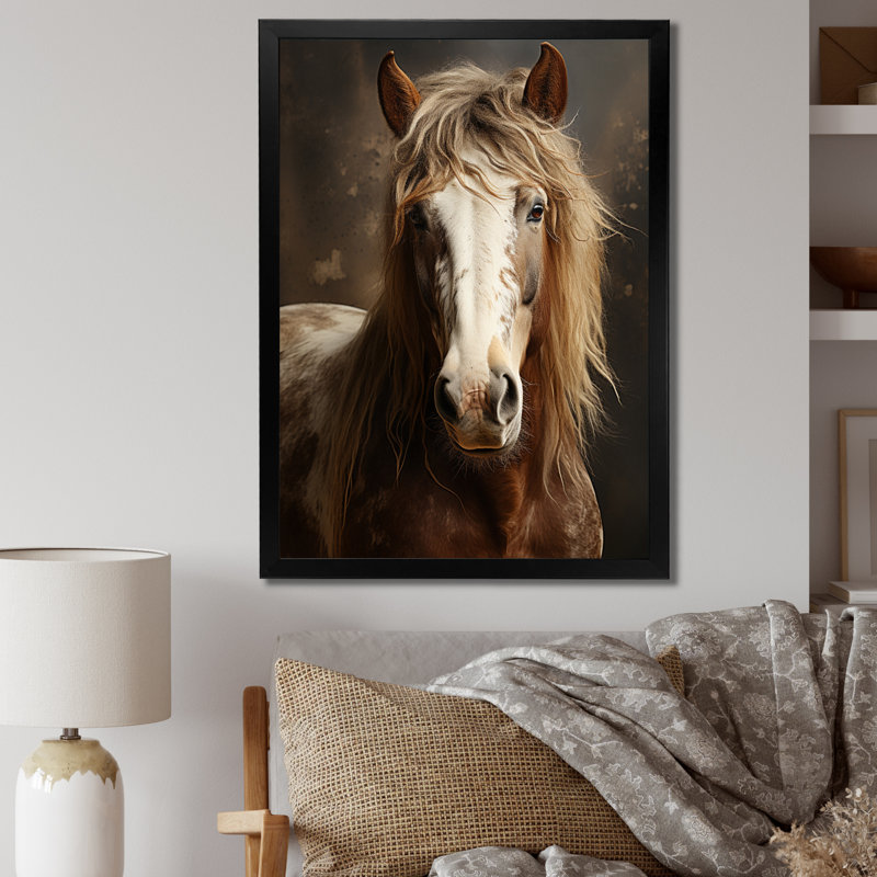 Kededra Brown Horse Harmonious Balance, reproduction d'art sur toile, H 40 po x l 30 po x P 1,5 po, Cadre simple noir
