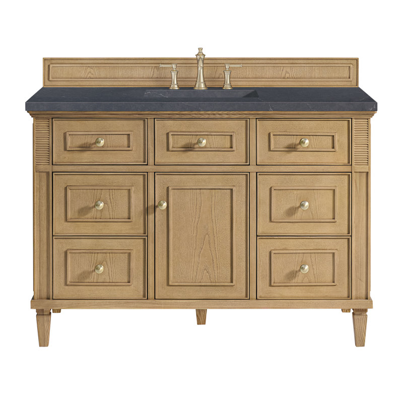 Lorelai 48'' W Single Vanity, Light Natural Oak, Charcoal Soapstone Quartz, 8" Widespread