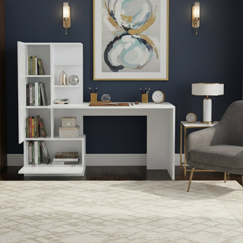Aleksi 58.9'' W Rectangle Computer Desk, Right, White