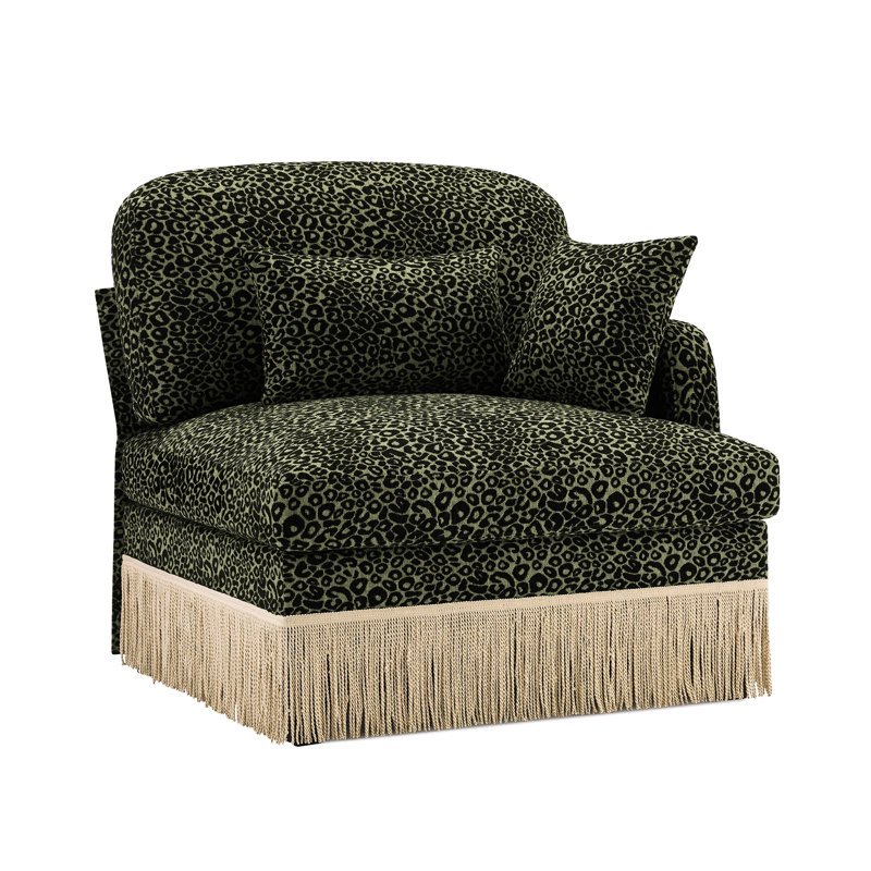1 canapé LSF léopard chenille avec coussins, Noir/vert
