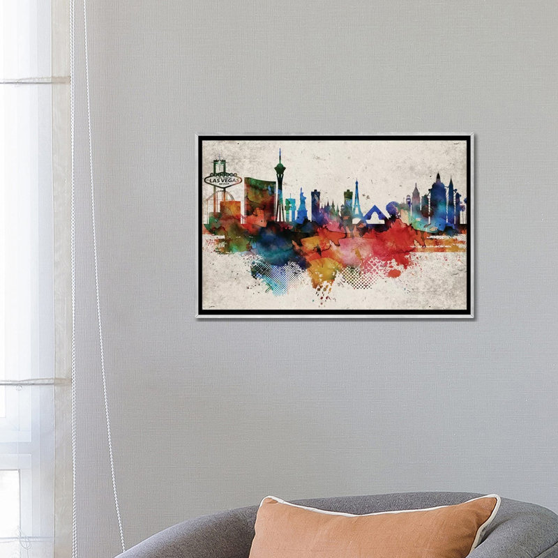 «Las Vegas Abstract», reproduction d'impression, H 18 po x l 26 po x P 1,5 po, Toile avec cadre argenté, Aucun mat