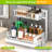 2 Pack Under Sink Organizer And Storage,Pull Out Cabinet Organizer 2 Tier Slide Out Sink Shelf Cabinet Organizer Adjustable Metal Under Counter Organizers For Kitchen Bathroom Organization(White)