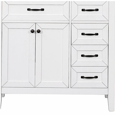 36-inch Bathroom Sink Unit Without Sink, Only Cabinet Base with Drawers, Bathroom Cabinet with Solid Frame and Medium Density Fiberboard, White