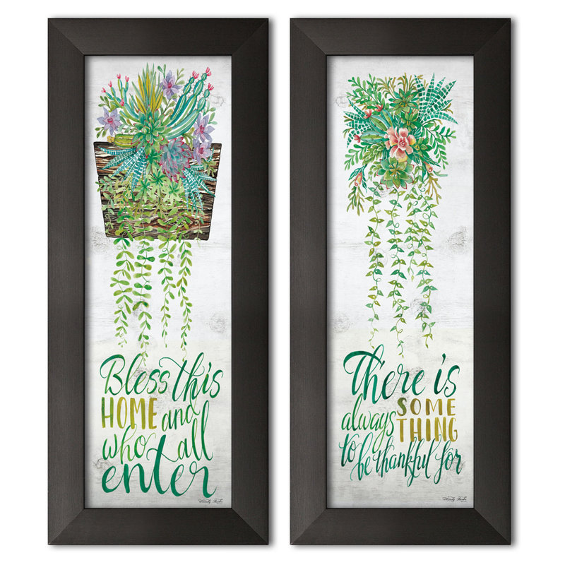 «Bless This Home and There is Always quelqueose to be Thankful For», ensemble de 2 reproductions d'art textuel, Cadre noir
