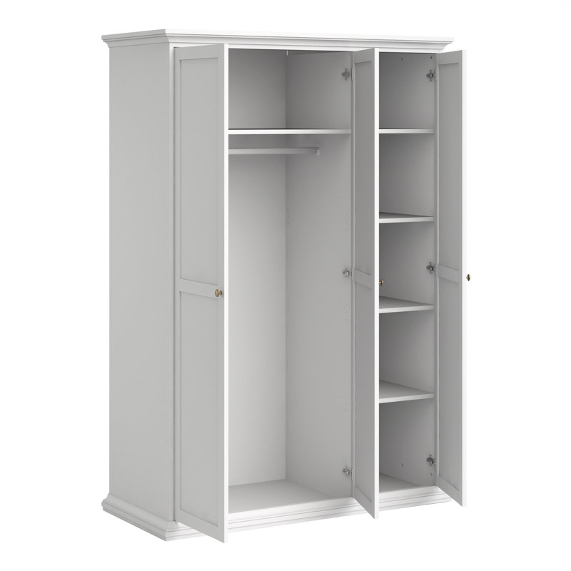 Woodburn 3 Door Manufactured Wood Wardrobe, White
