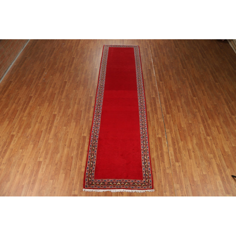 Tapis de couloir uni à bordure rouge 3 x 13