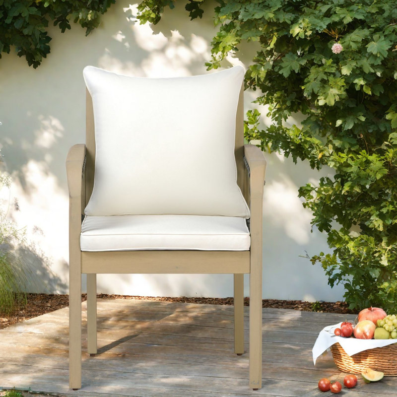 Chaises de salle à manger robustes pour patio, en bois d'acacia avec accoudoirs en corde, style rustique pour l'extérieur