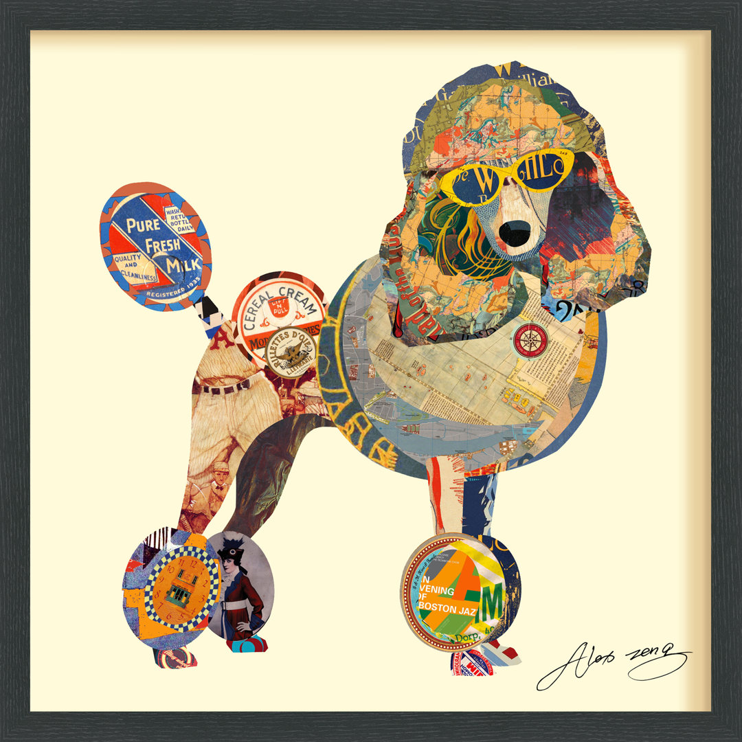 " "Poodle" Dimensional Collage Framed Graphic Art Under Glass Wall Art " by Alex Zeng Latitude Run®