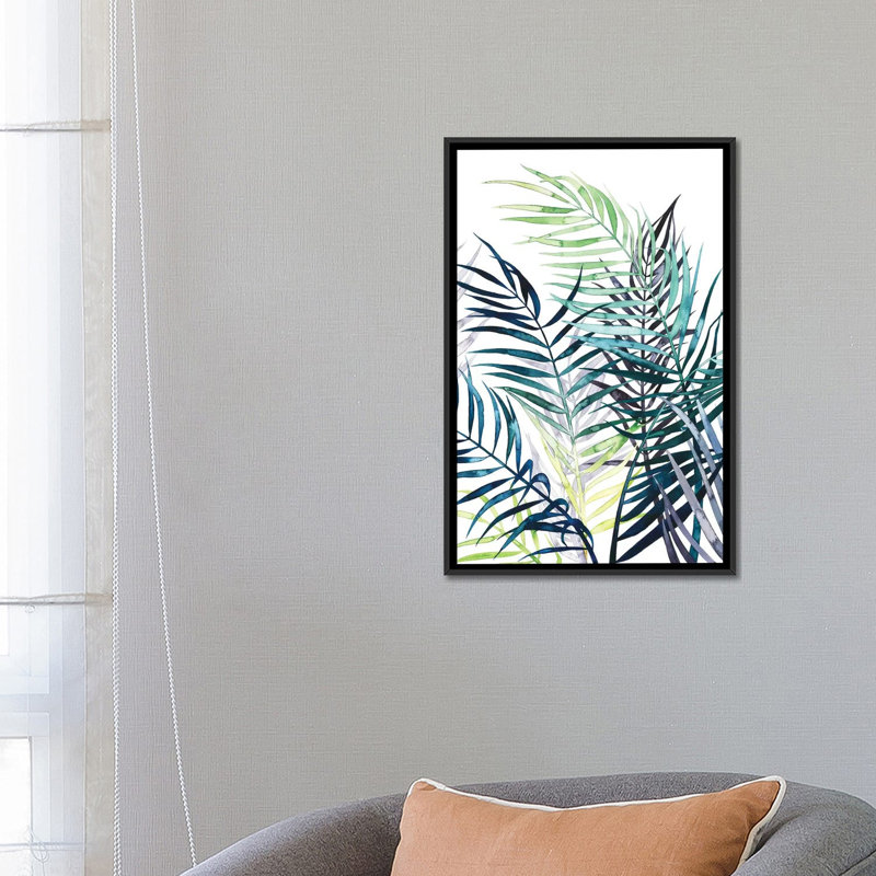 «Twilight Palms I», impression sur toile, H 26 po x l 18 po x P 1,5 po, Toile avec cadre noir, Pas de tapis