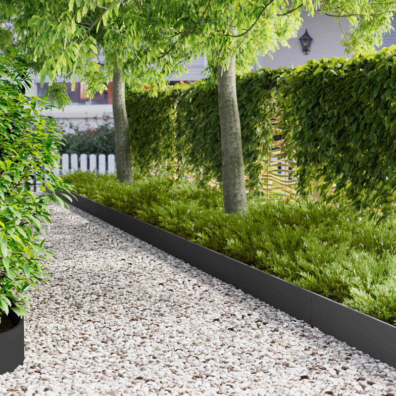103 cm W Steel Lawn Edging Fencing, Black, 20cm H x 103cm W