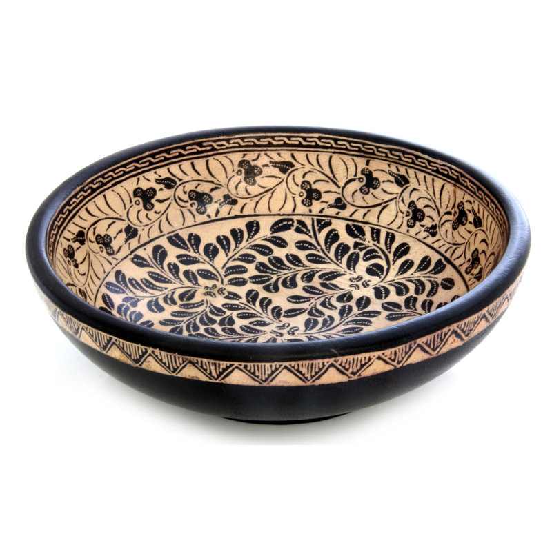 Bol décoratif en bois de décoration batik en bois de récolte Harviell