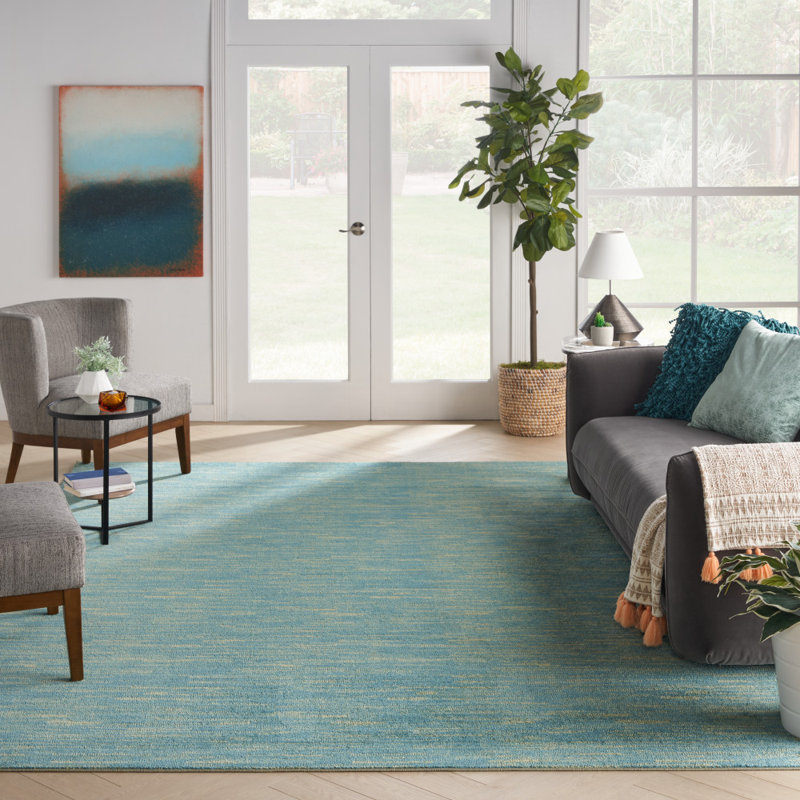 Tapis bleu / vert Nourison Essentials, Rectangle 9 pi x 12 pi