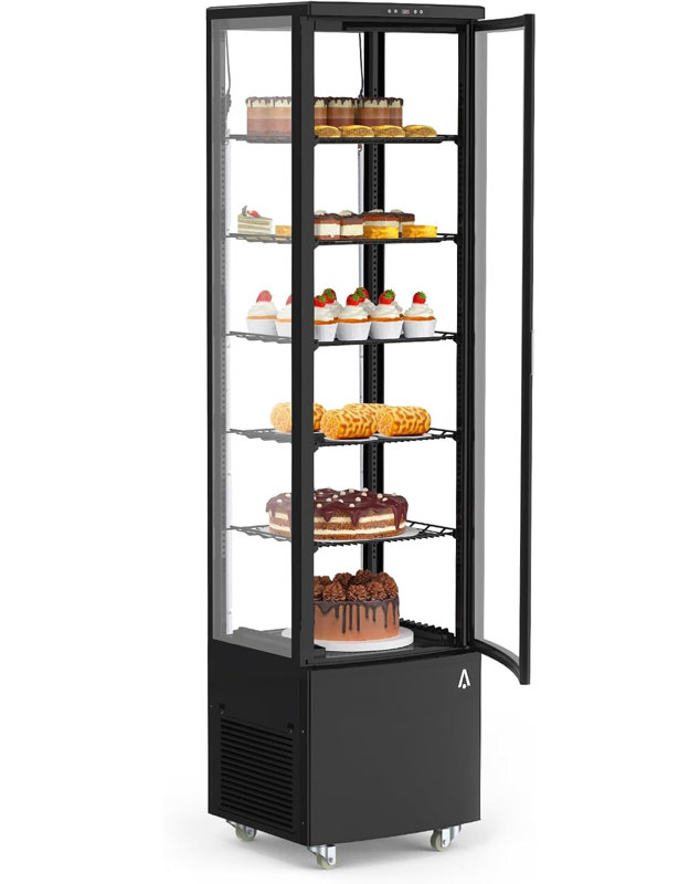 Vitrine réfrigérée commerciale - 10,5 pieds cubes Pi. Vitrine de présentation pour la boulangerie, éclairage intérieur à DEL, dégivrage automatique à refroidissement par air, 5 tablettes réglables