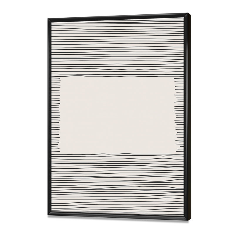 Minimal Geometric Lines and Squares III - reproduction sur toile, Toile avec cadre noir, H 40 po x l 30 po x P 1,5 po