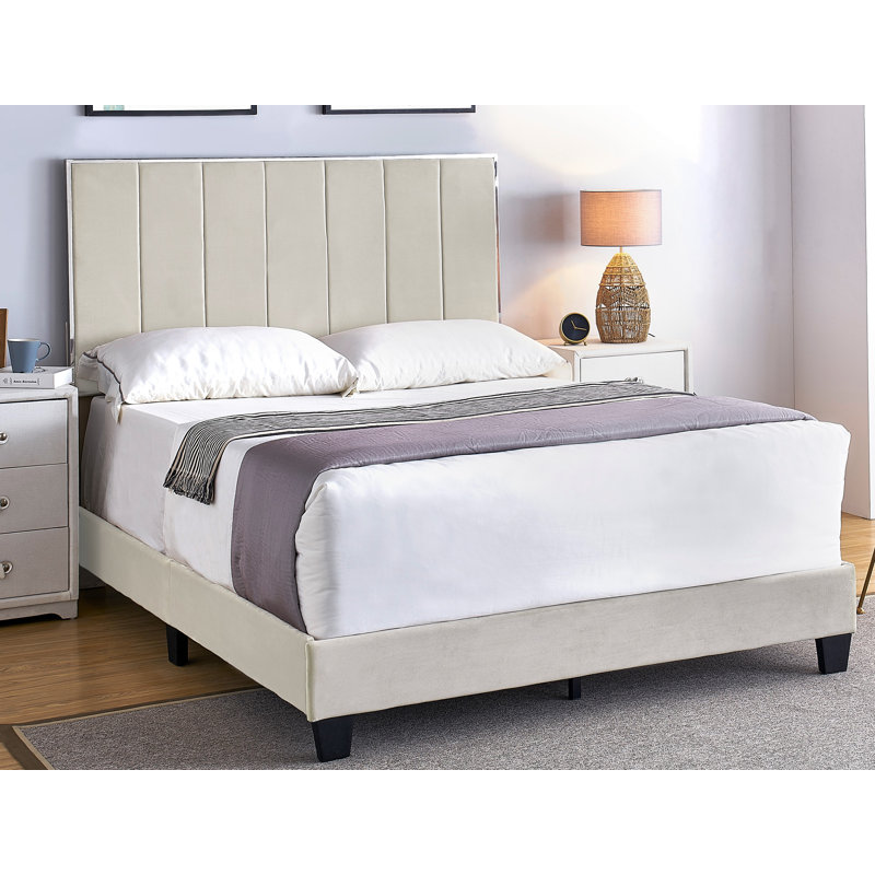 Upholstered Standard Bed, Prussian Blue, Queen