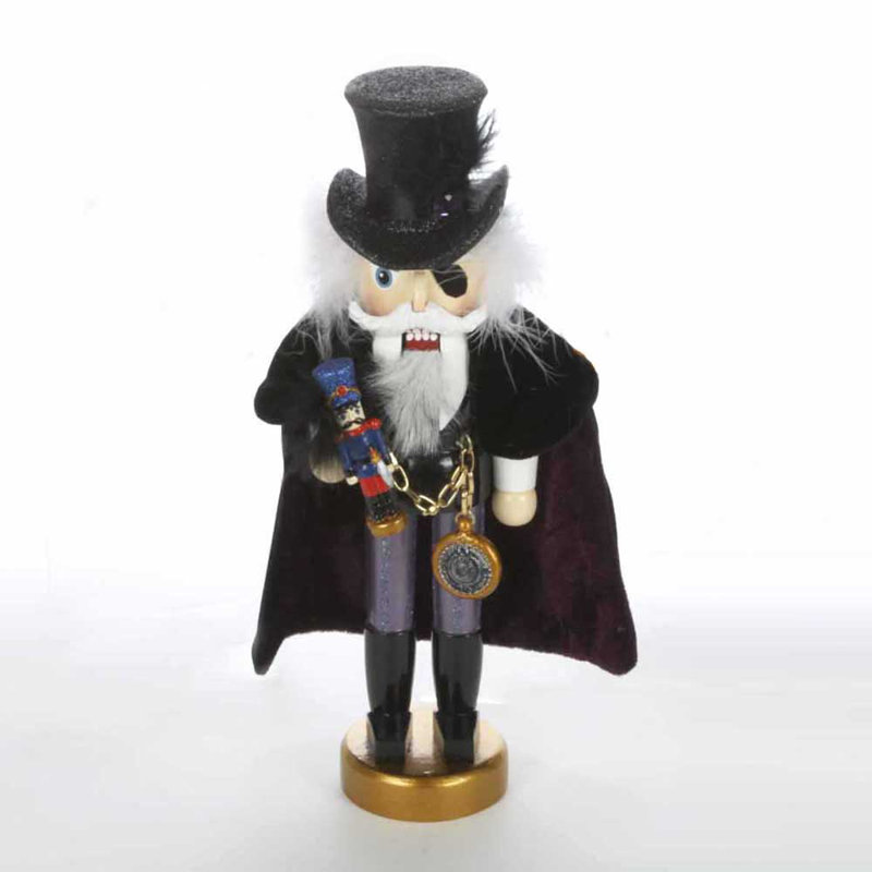 12-Inch Black and Gold Wooden Drosselmeyer Nutcracker
