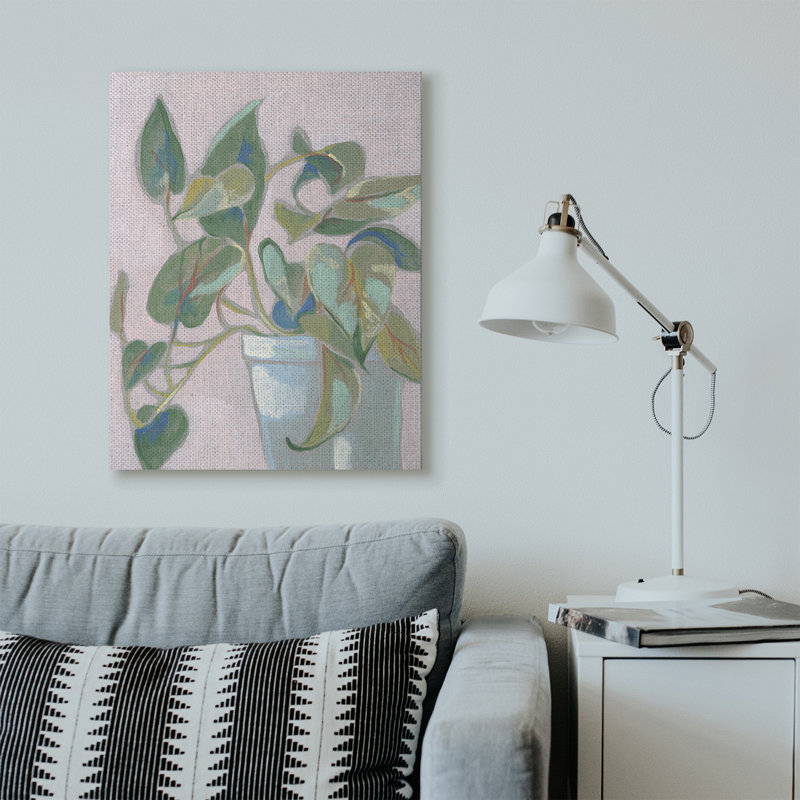 «Pots Plant Green Pink», reproduction d'art, H 30 po x l 40 po x P 1,5 po, Toile tendue