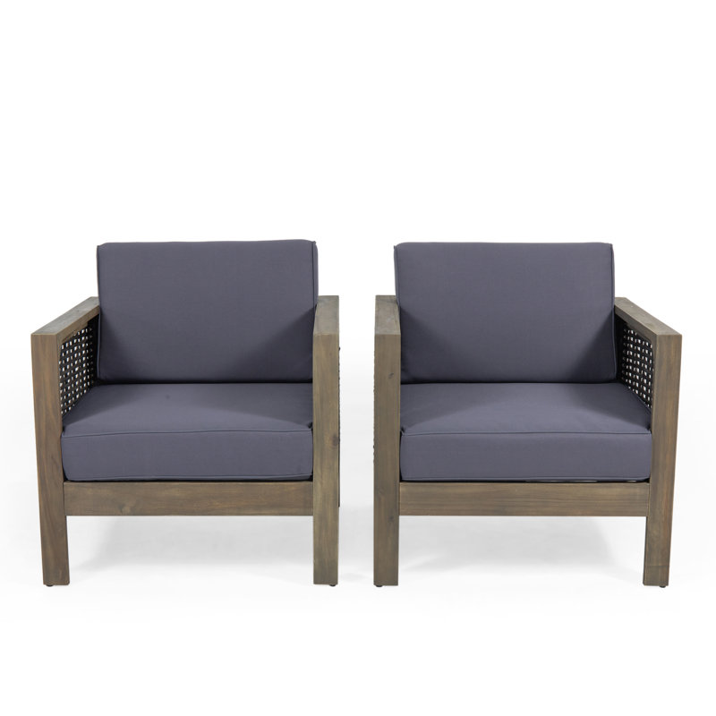 Laila Acacia Outdoor Lounge Chair, Dark Gray/Gray