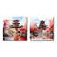 Printemps, Chine, sérénité au temple I - Ensemble de 2 décorations murales chinoises en métal-1338432757