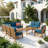6-Piece Sofa Set with Coffee Table, Blue