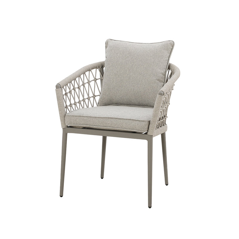 Anisul Patio Dining Side Chair with Cushion, Grey