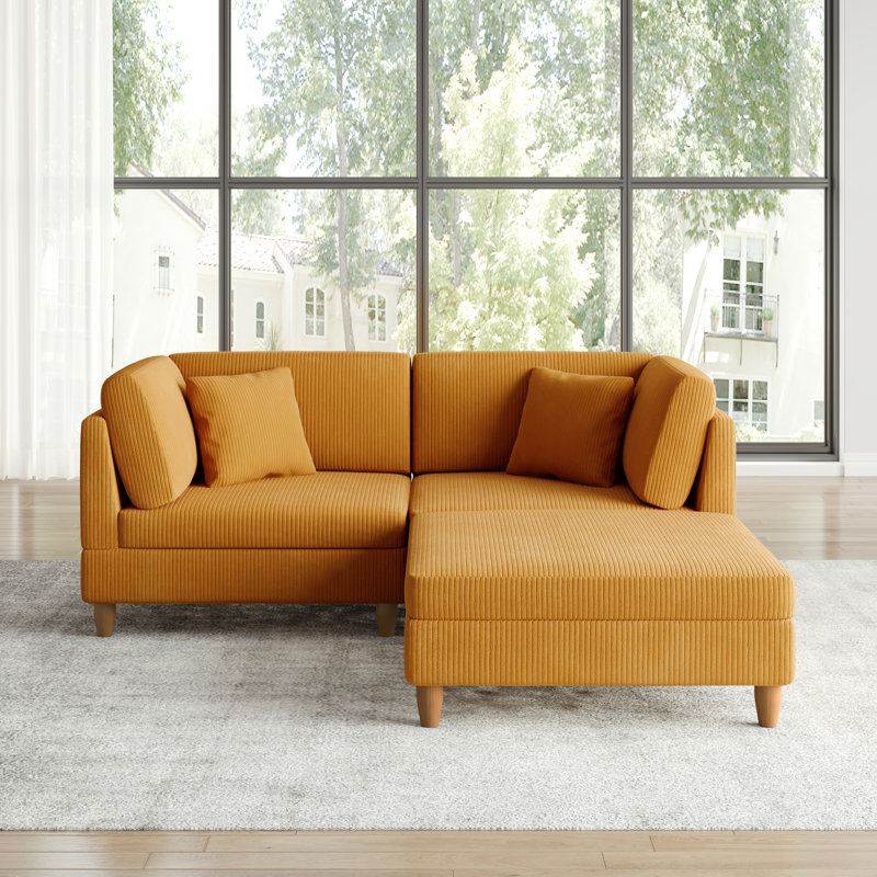 Canapé modulaire en velours côtelé Seemab, Orange