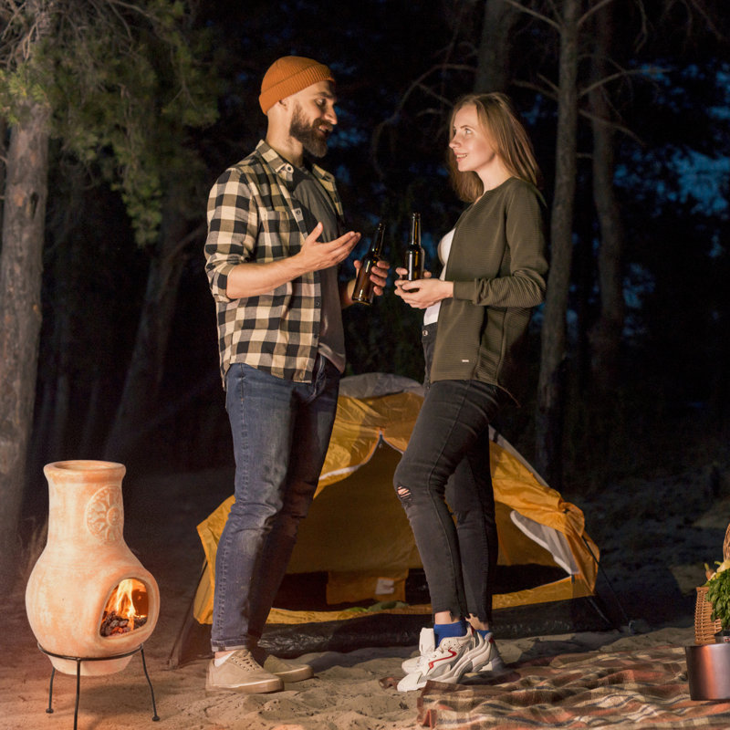 Foyer d'extérieur d'extérieur en argile beige Chiminea