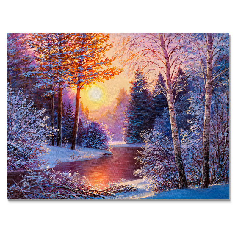 «Winter River», reproduction d'art sur toile, coucher de soleil sur la rivière Winter II, H 8 po x l 12 po x P 1 po