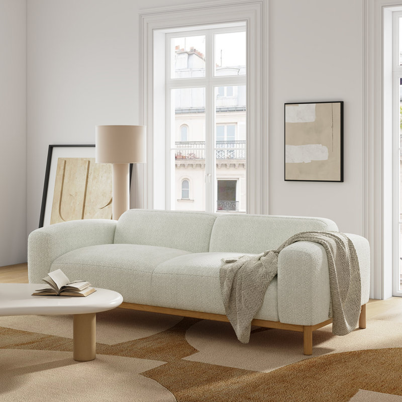 Andres Modern Curved 3 Seater Sofa with Deep Seat Comfort, Ivory