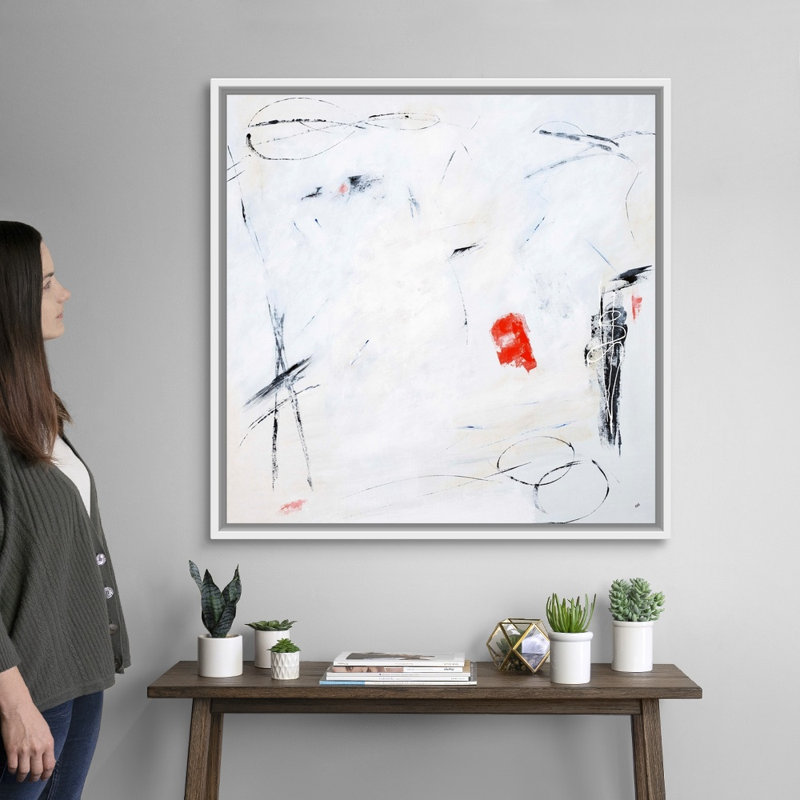 «Tangerine Toss» par Brent Abe, reproduction d'art graphique sur toile, H 38 po x l 38 po x P 1,75 po, Cadre flottant blanc