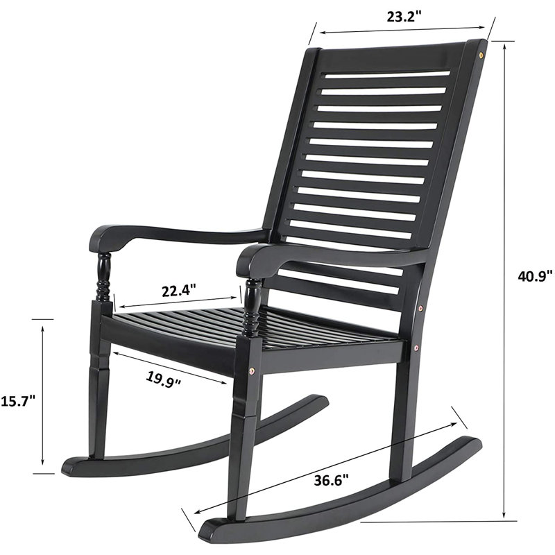 Alekper Outdoor Rocking Solid Wood Chair