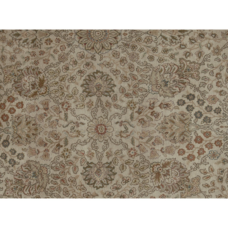 Hand Knotted Wool Area Rug in Ivory And Rust