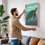 Turtle in Open Water Japandi 1 Piece Wrapped Canvas Wall Art-136736654-136736653
